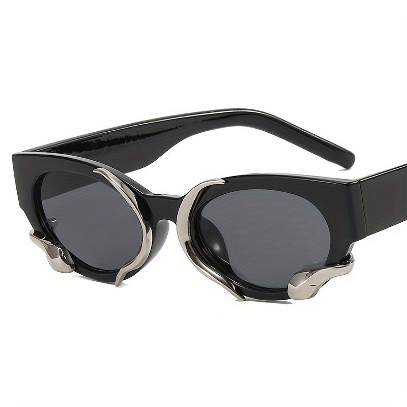 Y2K Cat Eye Sunglasses Snake Decor Hip Hop Style UV400