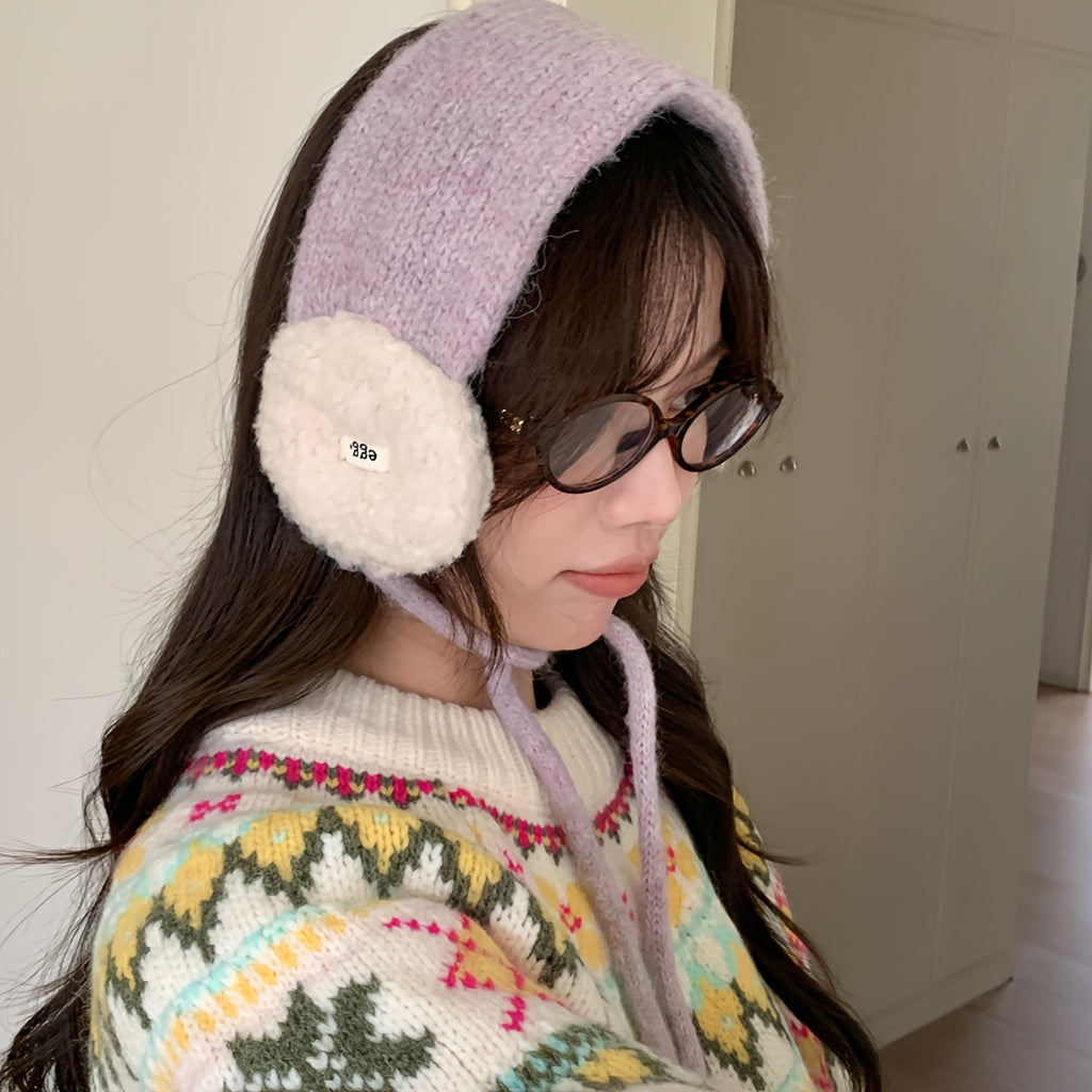 Blocked Plush Ear Muffs Women'S Winter Warm Anti Cold Cycling Ear Covers