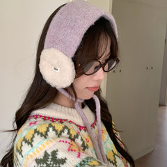 Blocked Plush Ear Muffs Women'S Winter Warm Anti Cold Cycling Ear Covers