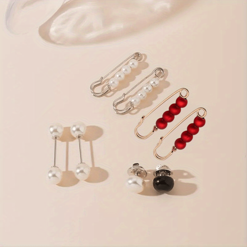8pcs Faux Pearl Brooch Pins for Women Clothing Dresses