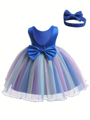 Gala Backless Mesh Dress Baby Princess Formal Gown