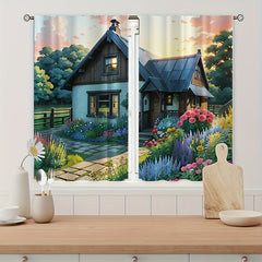 Cartoon Garden Cabin Curtain Tapestry Home Decoration