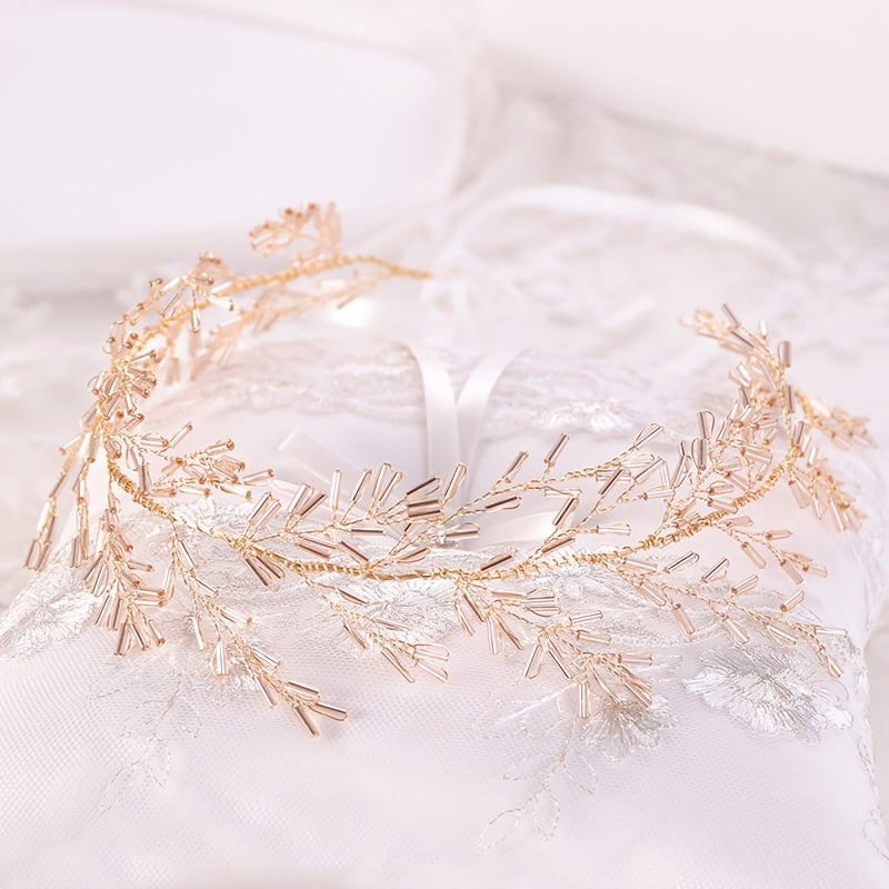 Golden Hair Vine Headband Bridal Tiara Wedding Hair Jewelry