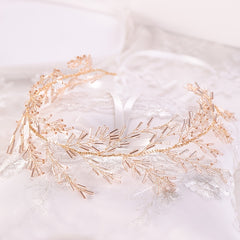 Golden Hair Vine Headband Bridal Tiara Wedding Hair Jewelry