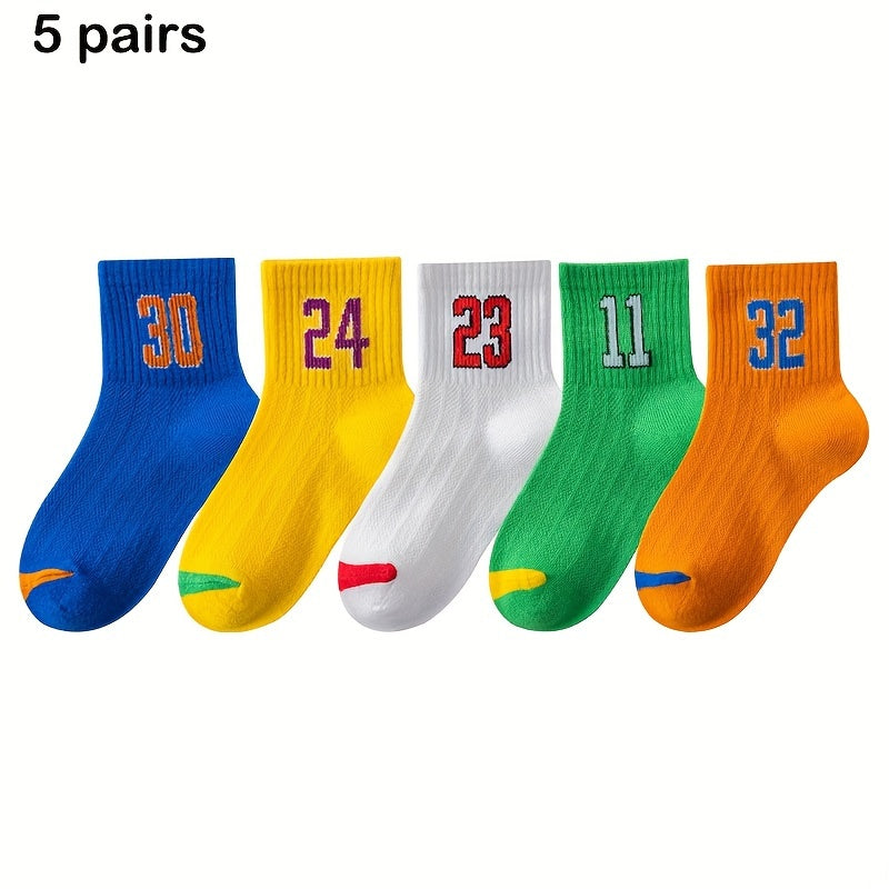 Boy's Letter Crew Socks Comfy Cotton Blend Unisex Casual Style