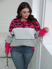 Colorblock Leopard Print Sweater