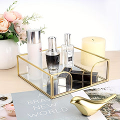 Glass Napkin Holder with Mirrored Bottom for Tabletop Decor