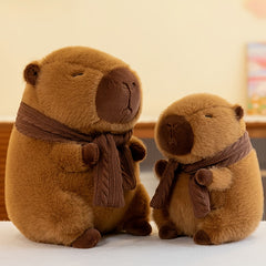 Capybara Plush Toy with Scarf Dark Brown