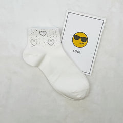 Heart Rhinestone Crew Socks Women's Stockings