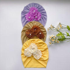 Baby Girls Flowers Decor Cap Soft Elastic Head Wrap