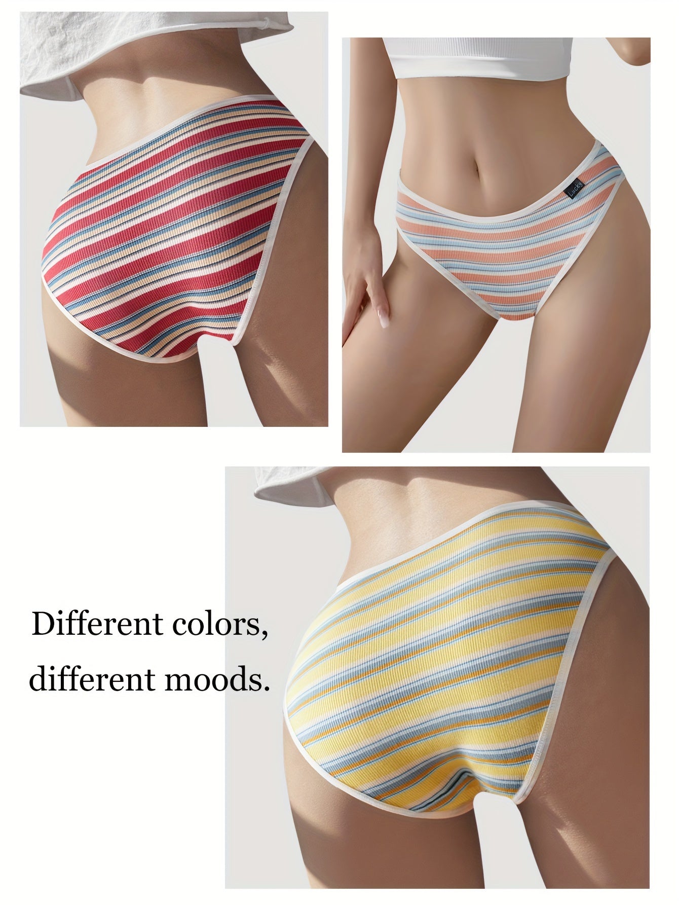 7pcs Striped Pantie Colorblock Stretchy Intimates Panties Women's Lingerie