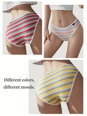 7pcs Striped Pantie Colorblock Stretchy Intimates Panties Women's Lingerie