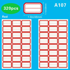 480 Oral & 320 Classification Self-Adhesive Stickers - Handwritten Name Labels