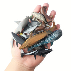 16pcs Mini Ocean Animal Figurines: Sharks, Whales & Manatee - Party Decoration