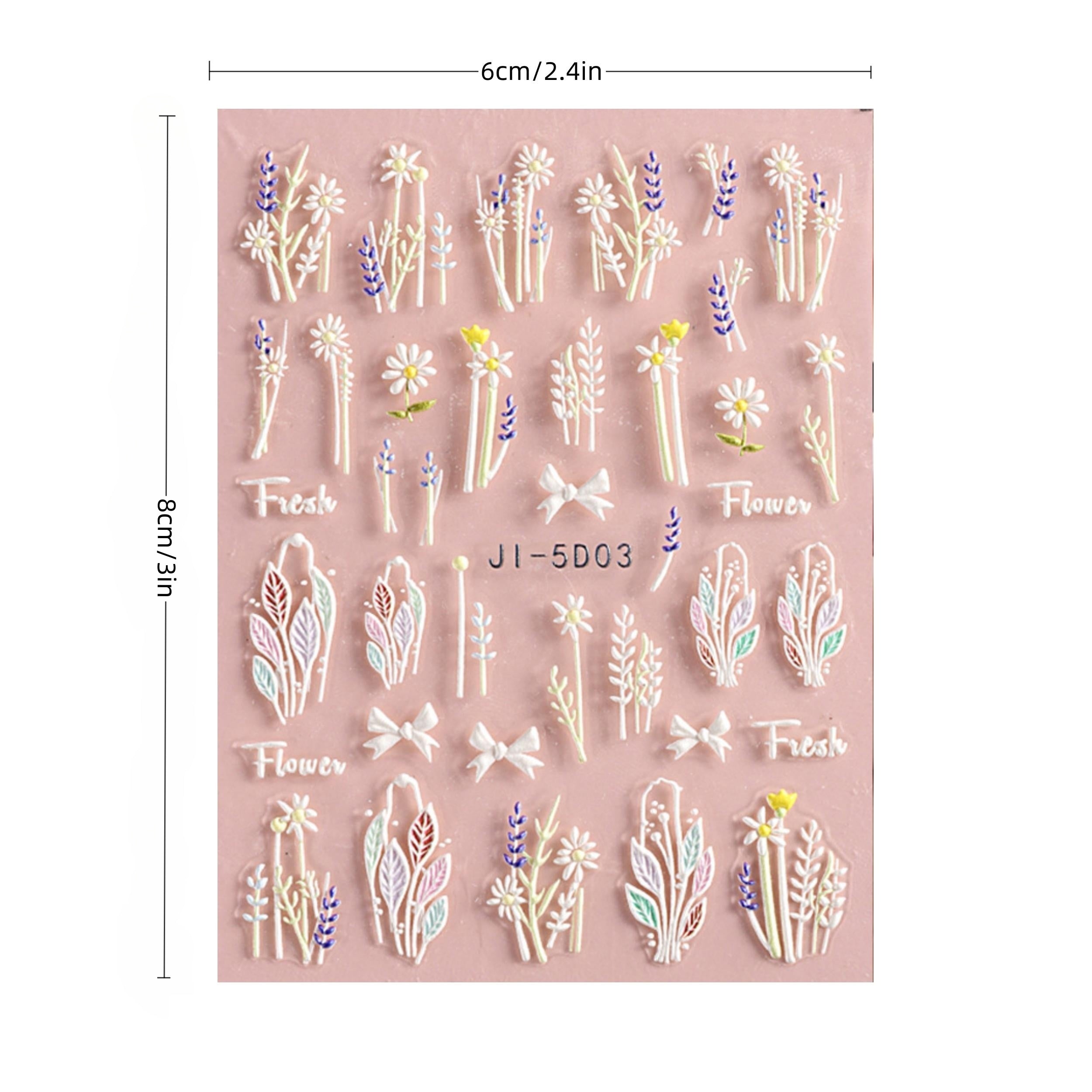5D Flower Nail Stickers Embossed Stereoscopic Nail Decals Self-adhesive Decals