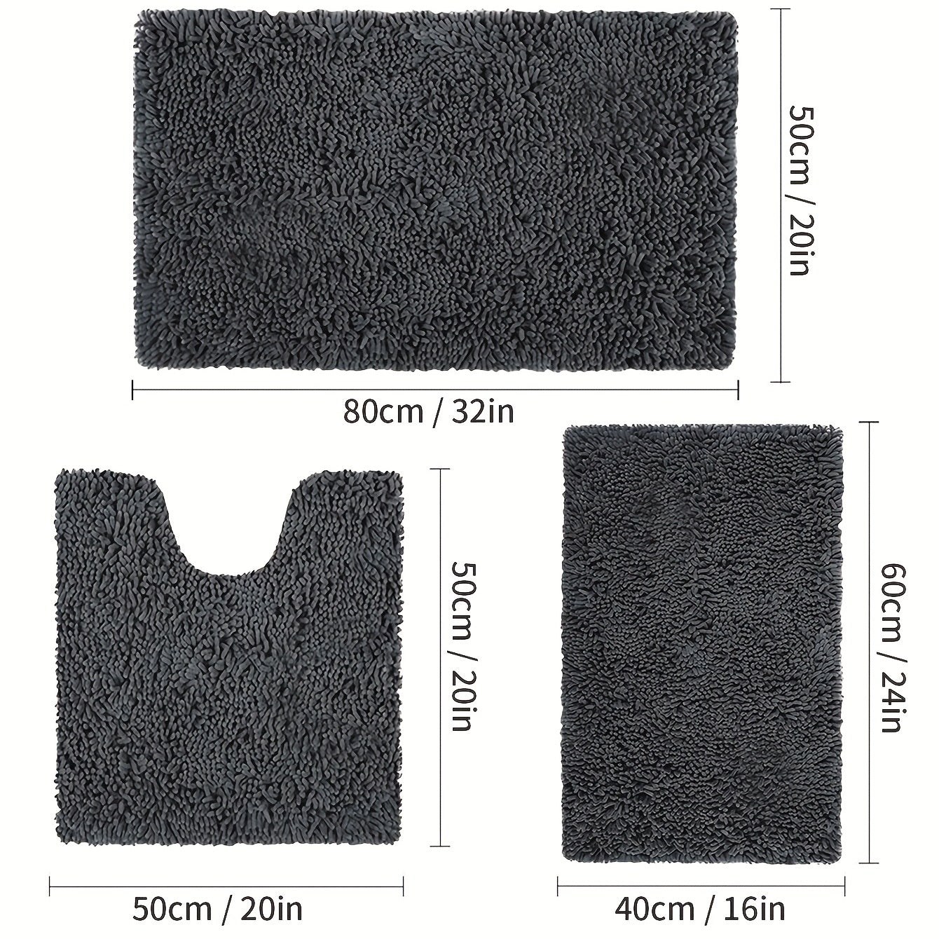 3pcs Non slip Floor Mat Plush Indoor Mat Bathroom Mat Bathroom Floor Mat