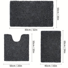 3pcs Non slip Floor Mat Plush Indoor Mat Bathroom Mat Bathroom Floor Mat