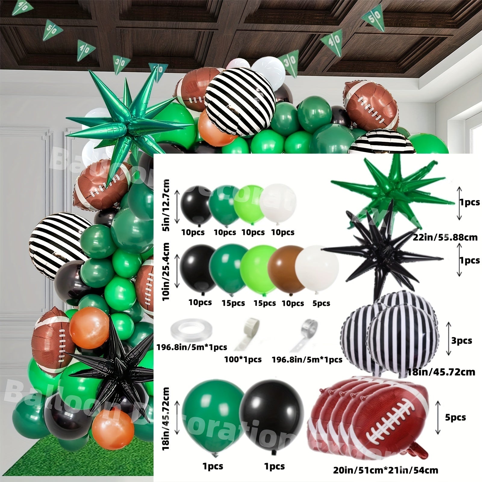 Football Party Balloon Garland Kit with Foil Balloons - Sunday Touchdown Decor
