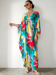 Boho Tie Dye Batwing Beach Cover Up