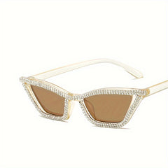 Y2K Cat Eye Sunglasses Rhinestone Tinted Glasses UV400