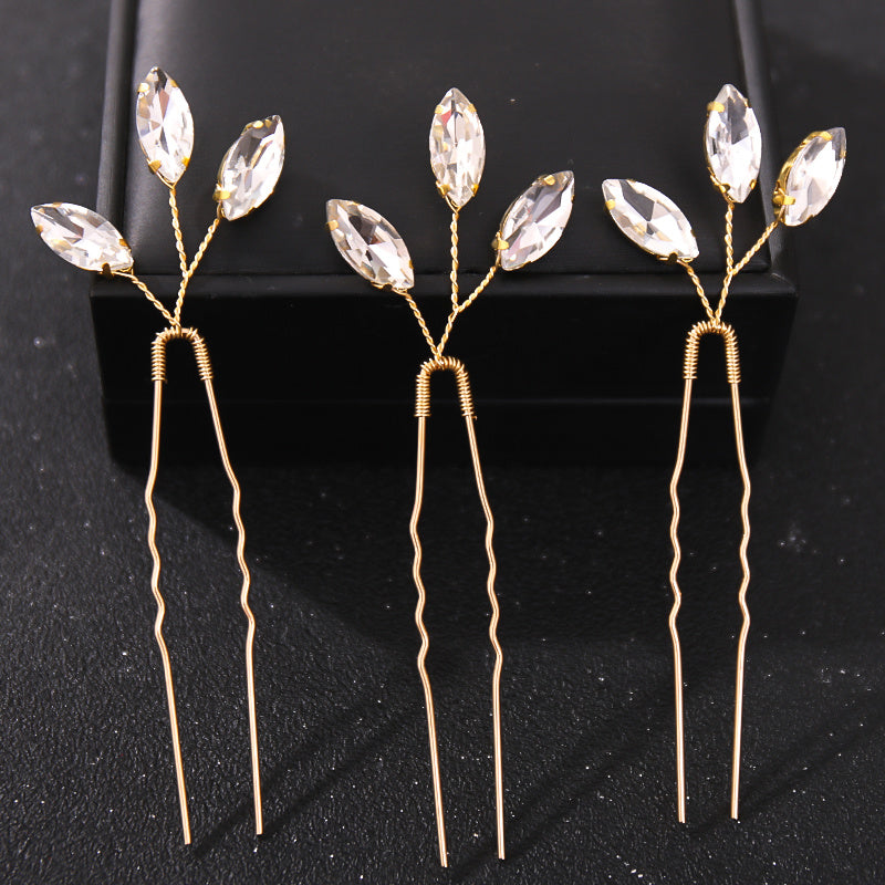 3pcs Silver Rhinestone Hair Pins Wedding Bridal Headpiece Hair Jewelry