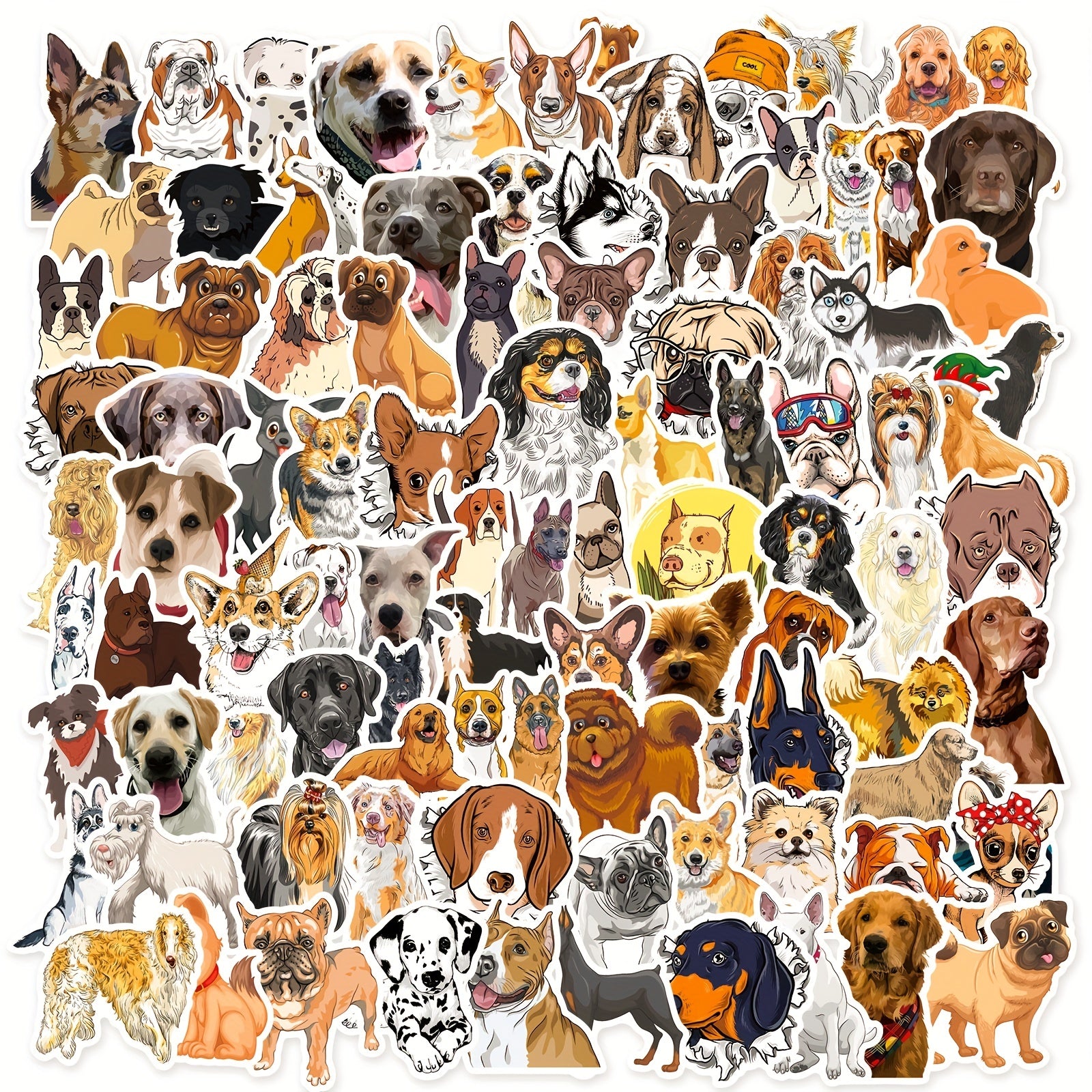 100pcs Cartoon Dog Stickers Waterproof Vinyl Animal Stickers