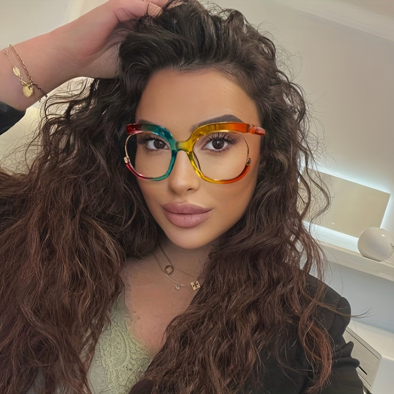 Y2K Clear Lens Round Frame Glasses Anti Light Reading Men Women