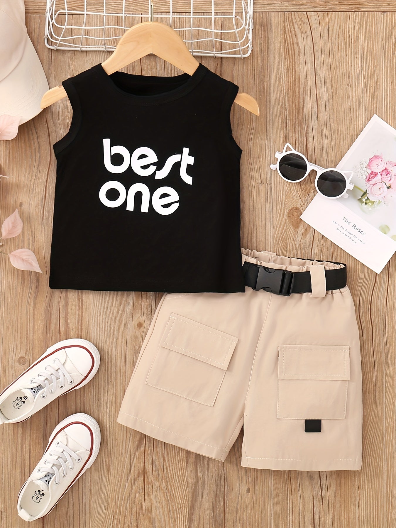 Girls Letter Print Tank Top Shorts Set Kids Clothes