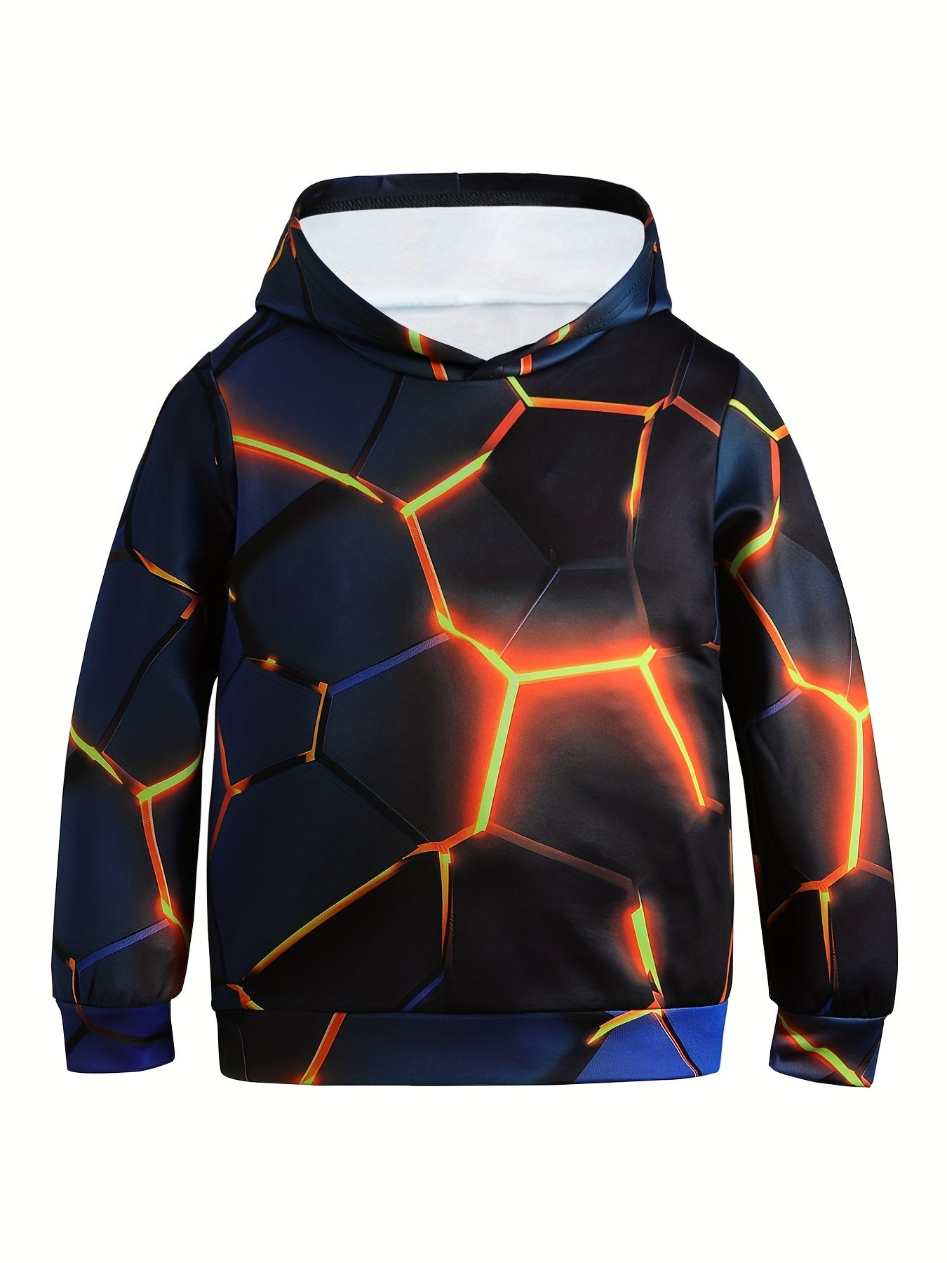 Luminous 3D Print Boys Casual Pullover Hooded Long Sleeve Sweatshirt