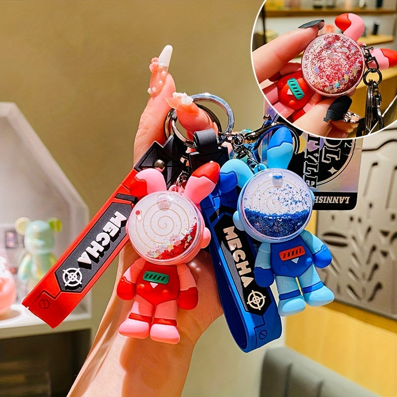 Cartoon Rotating Punk Rabbit Car Key Chain School Bag Pendant