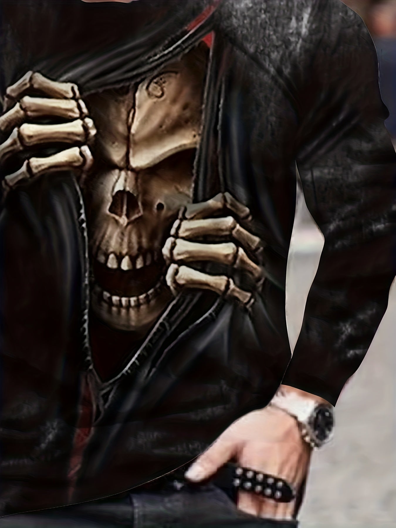 Skull 3D Print Men's Long Sleeve Graphic T-shirt for Autumn