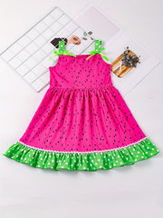 Watermelon Print Thin Strap Dress for Toddler Girls