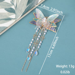 Vintage Chinese Style Hanfu Hair Clip with Faux Pearl Butterfly