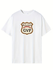 Retro Pattern Print Men's Graphic Crew Neck Active T shirt