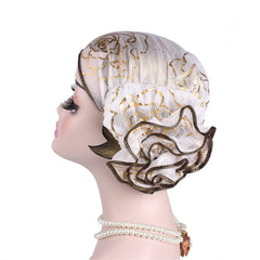 Flower Pleat Beanie Hat Cap Turban Head Wrap For Long Thik Hair