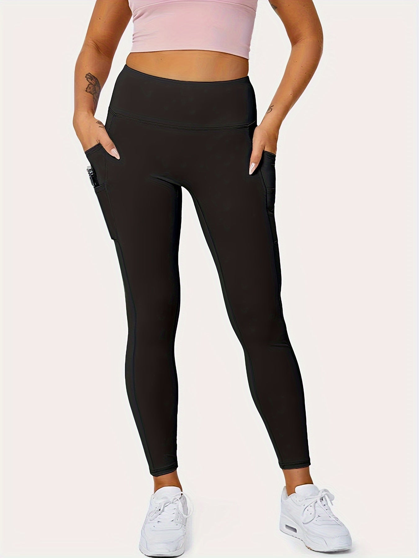 Sports Leggings With Pockets High Rise High Stretch Skinny