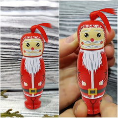 Funny Santa Claus Pendant Christmas Decorations Wooden Holiday Ornaments