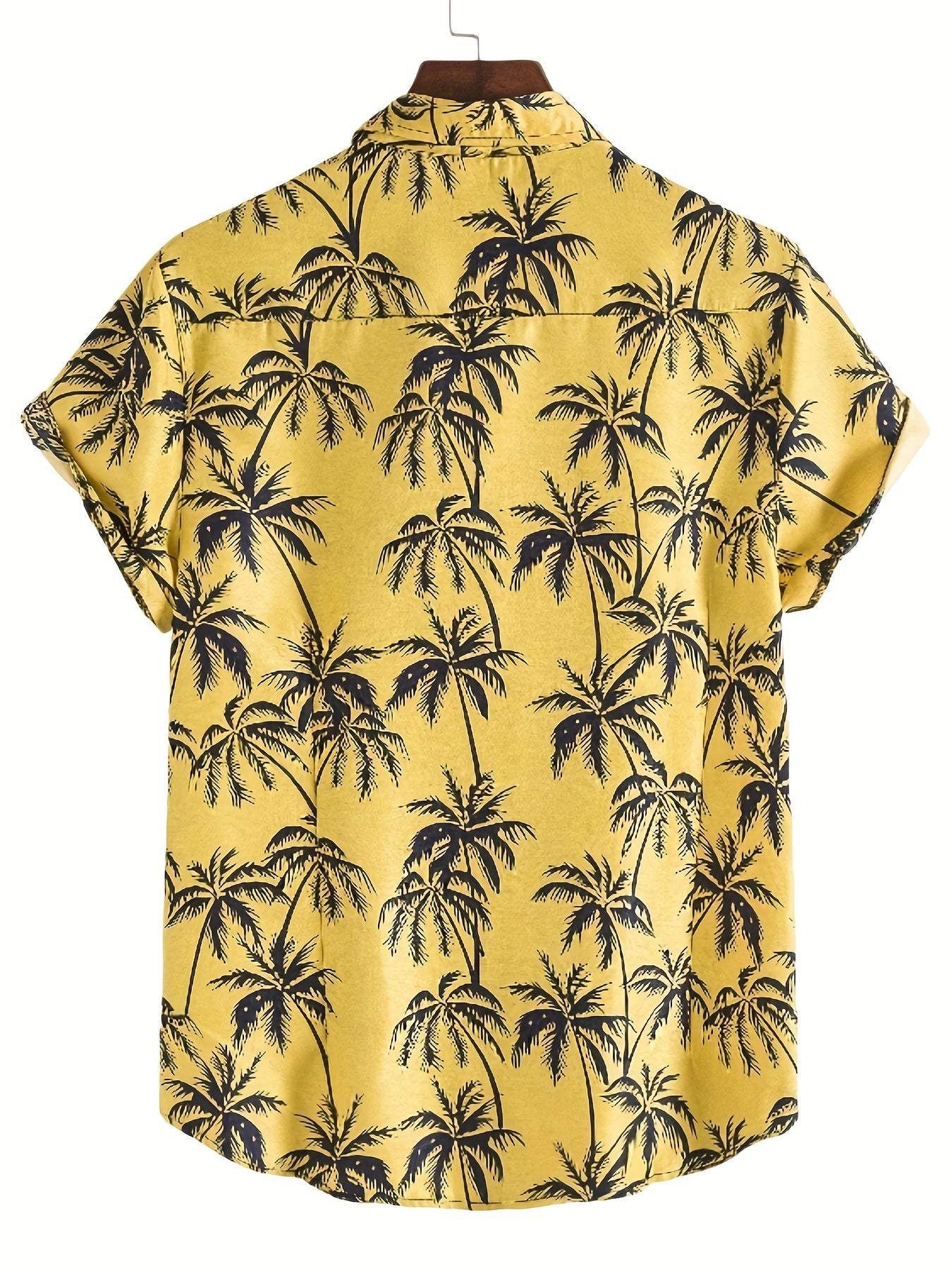 Coconut Tree Print Hawaiian Shirt Men's Casual Short Sleeve Vacation Resort Top