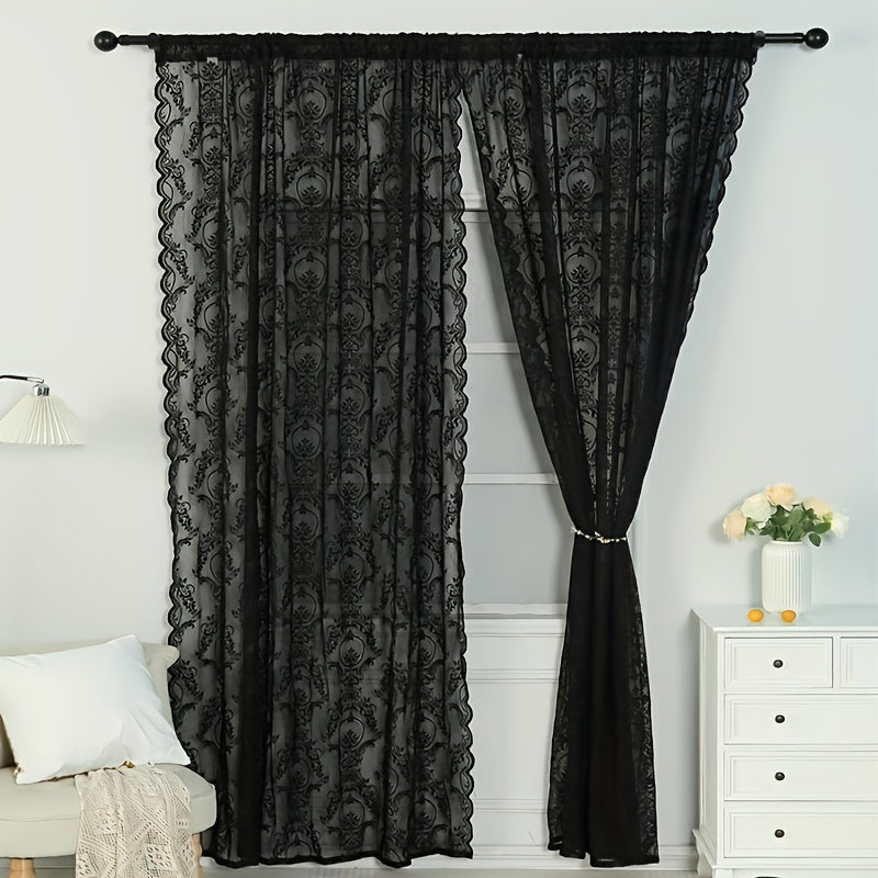 Lace Rod Pocket Curtain for Home Decor