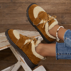 Women's Fuzzy Snow Boots Lightweight Plush Inner Thermal Winter Flats