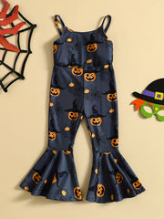 Toddler Halloween Pumpkin Jumpsuit Spaghetti Straps Romper