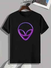 Alien Print Men's Graphic T-shirt for Summer