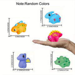 6pcs Light Up Dinosaur Bath Toys Set Glitter Colorful Bathtub Toys No Hole