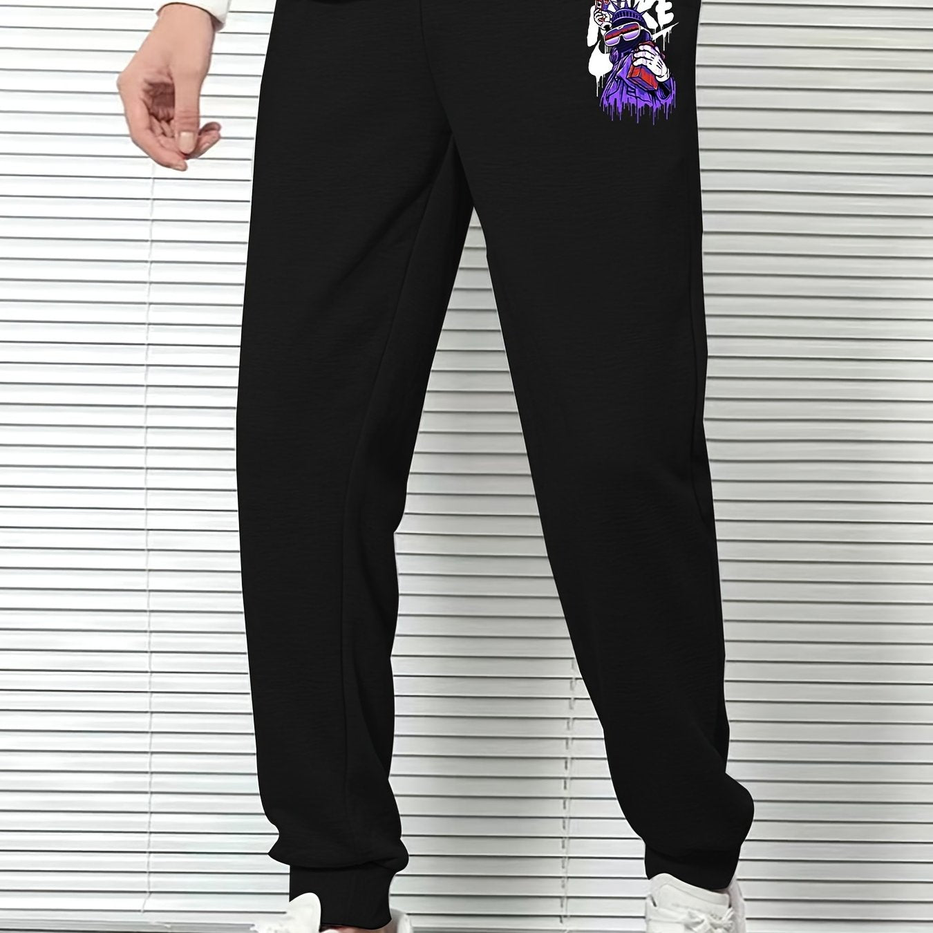 Men's Cartoon Graphic Jogger Pants with Drawstring