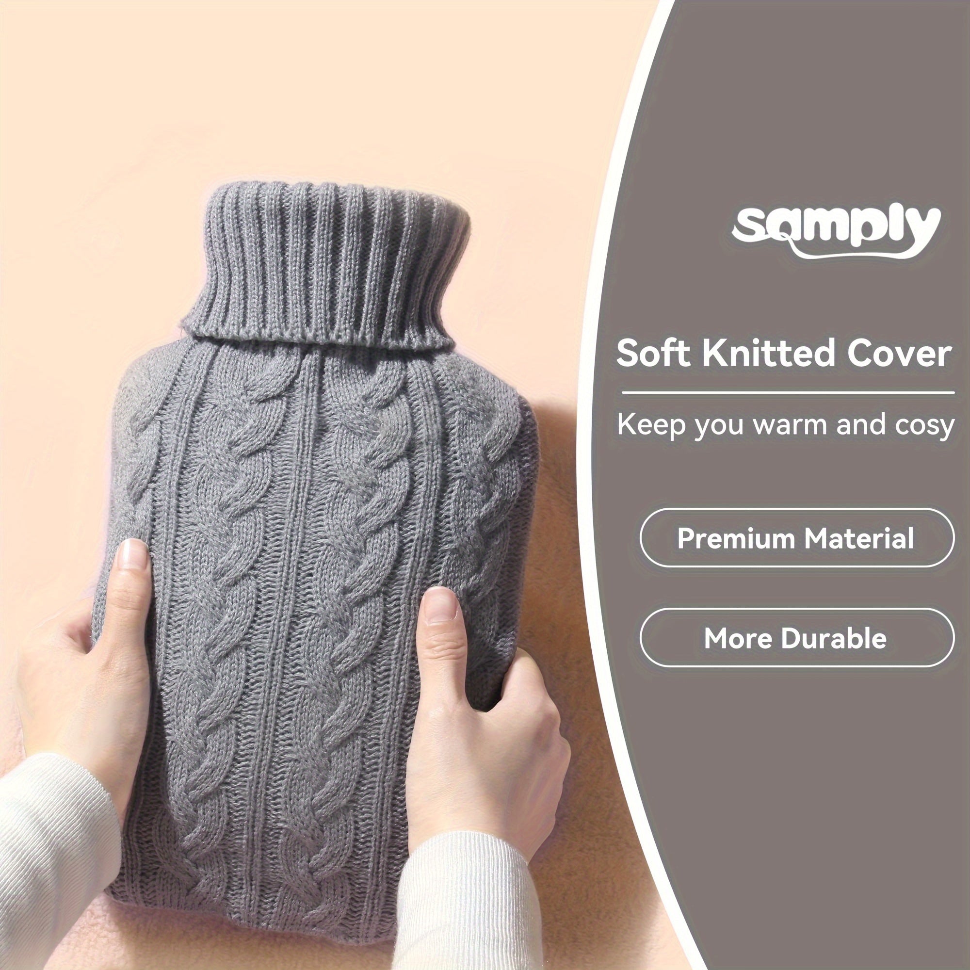 Knitted Cover For 2000ml Hot Water Bottle Hand Warming Water Bag Cover