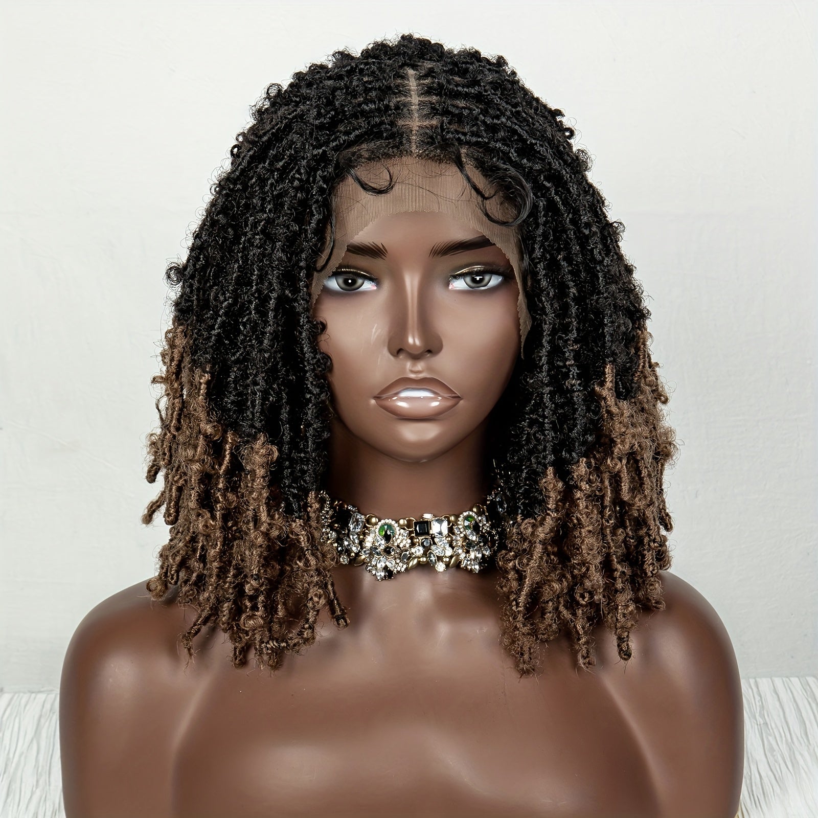 Triangle Knotless Butterfly Locs Braided Wig Shoulder Length Locs Wigs