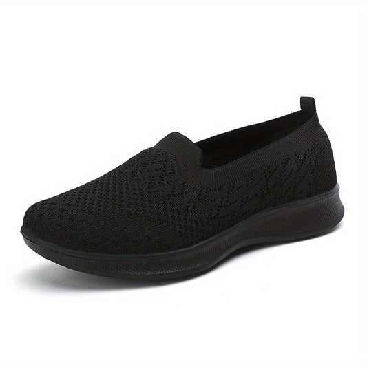 Women's Breathable Knit Flat Shoes Lightweight Low Top Slip On Shoes