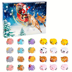 Christmas Countdown Calendar with 24 Surprise Animal Toy Cars