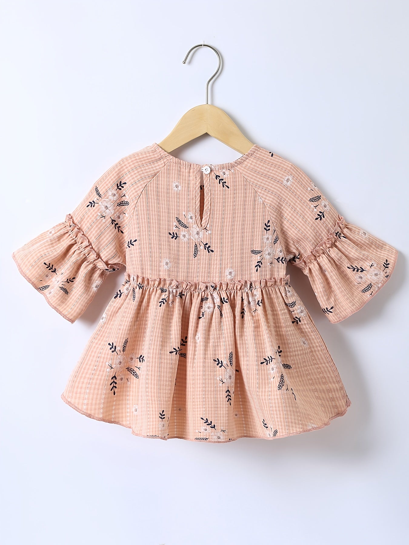 Girls Floral Print Peplum Blouse Flared Sleeve Holiday Outfit