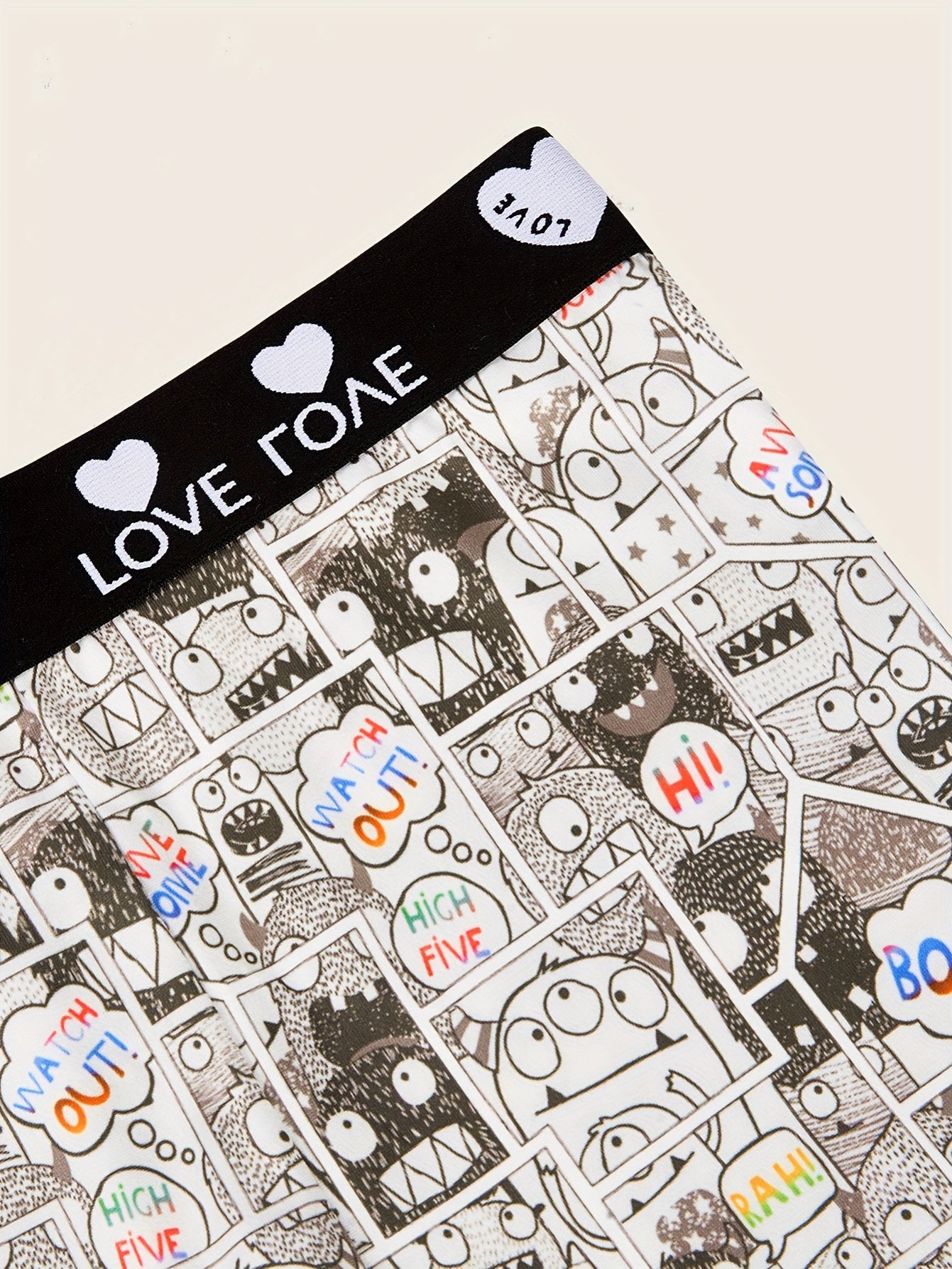 Cartoon Print Bra & Panties Set Full Coverage Sports Bra & Elastic Panties